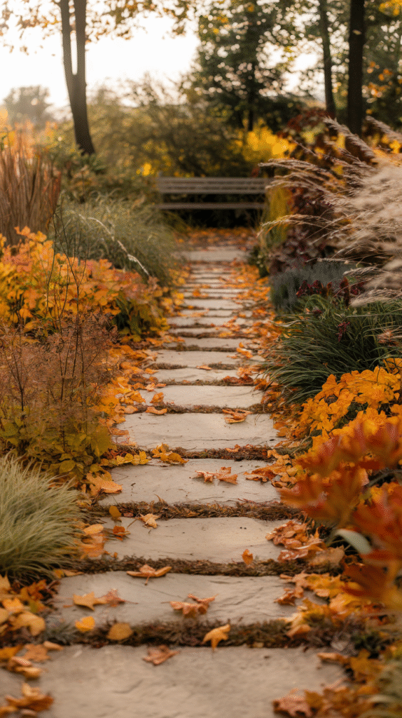 Hardscaping adding structure and paths to the fall garden