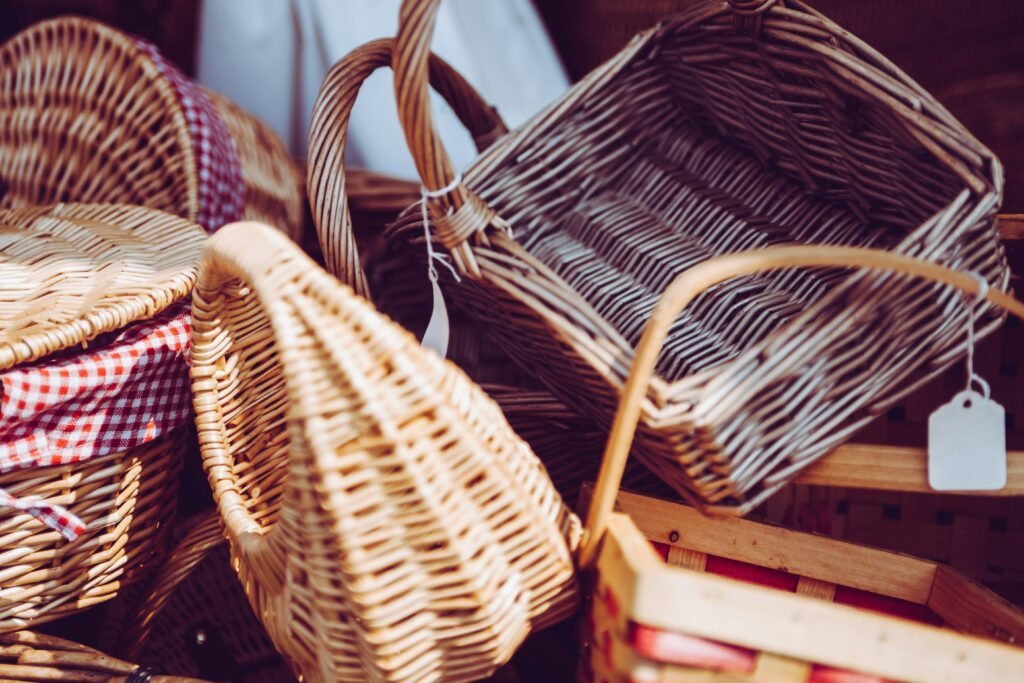 A well-chosen base setting the tone for a styled fall gift basket
