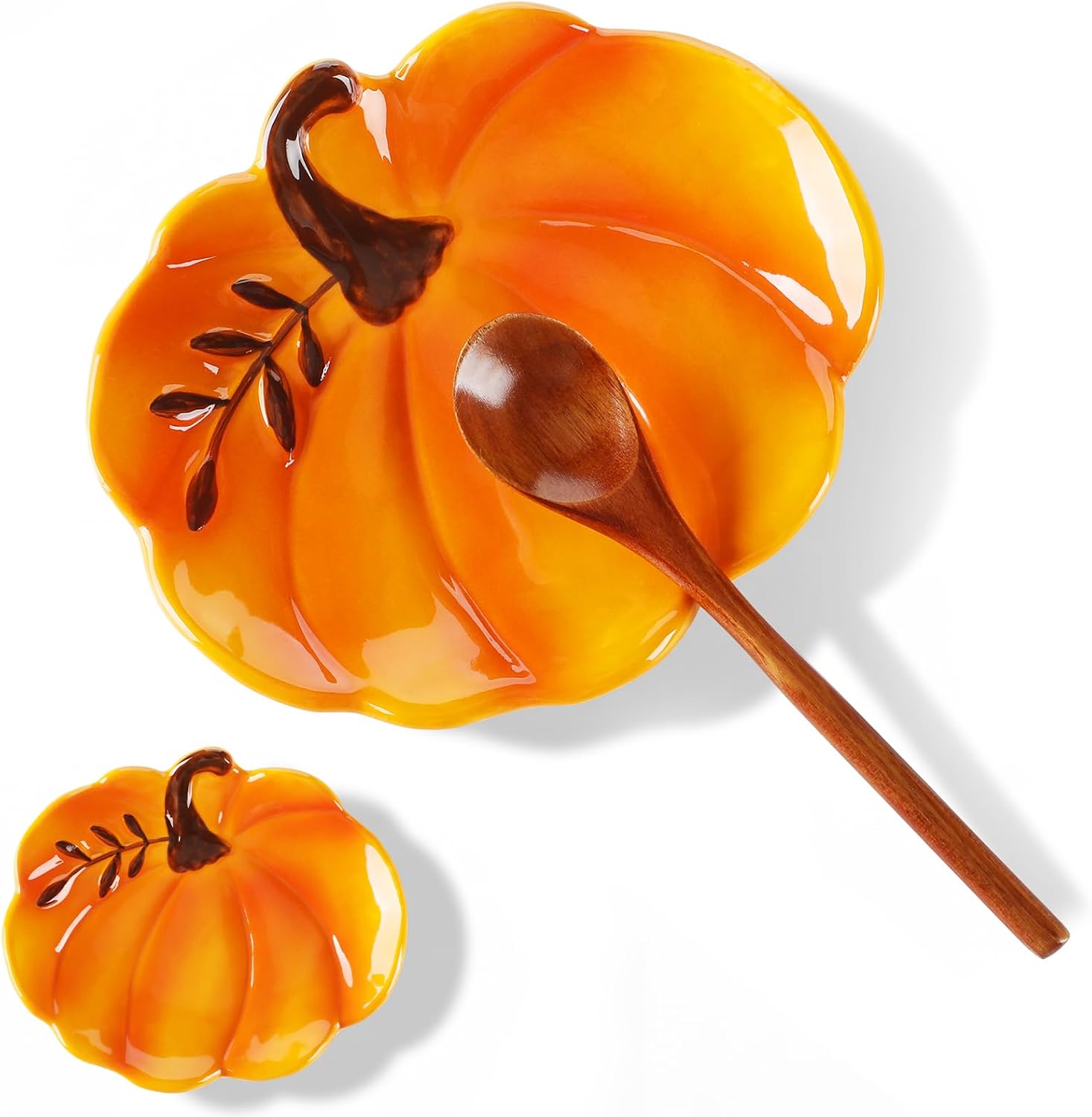 Honeydak Ceramic Pumpkin Spoon Rest for Kitchen Counter