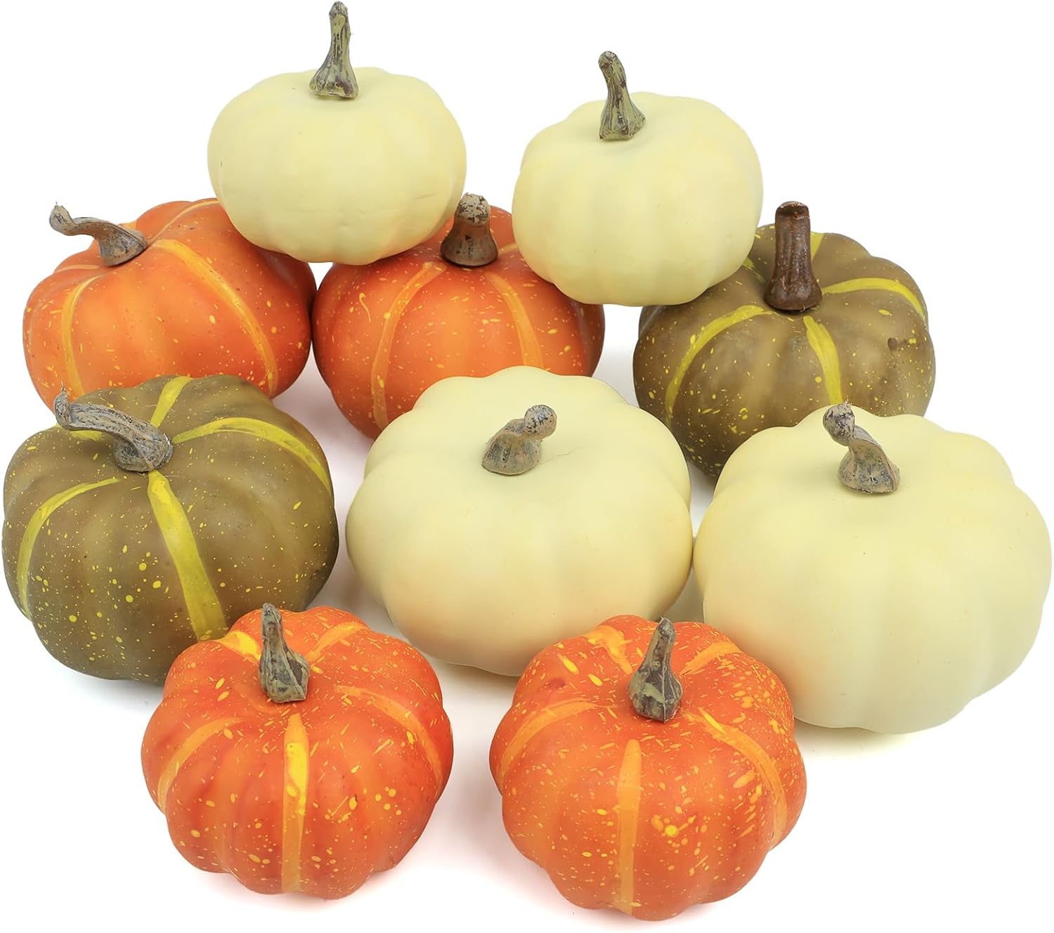 Assorted Color Faux Pumpkins, 10 Pcs, Fall Thanksgiving Decor