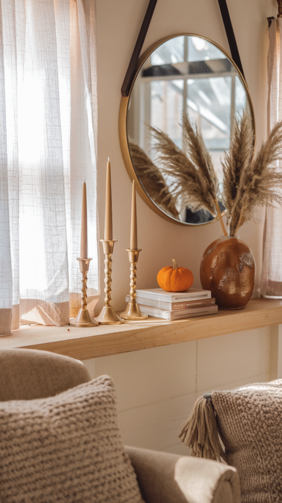 Small styling swaps keeping a fall mantel fresh through the season