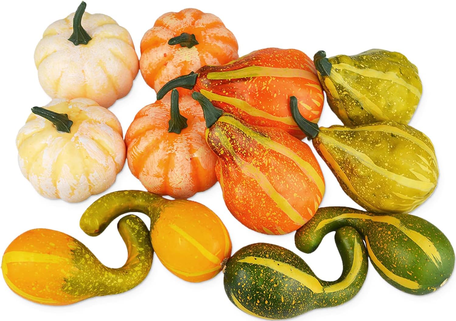 Lifelike Artificial Pumpkins and Gourds Mixture, 12 Pcs
