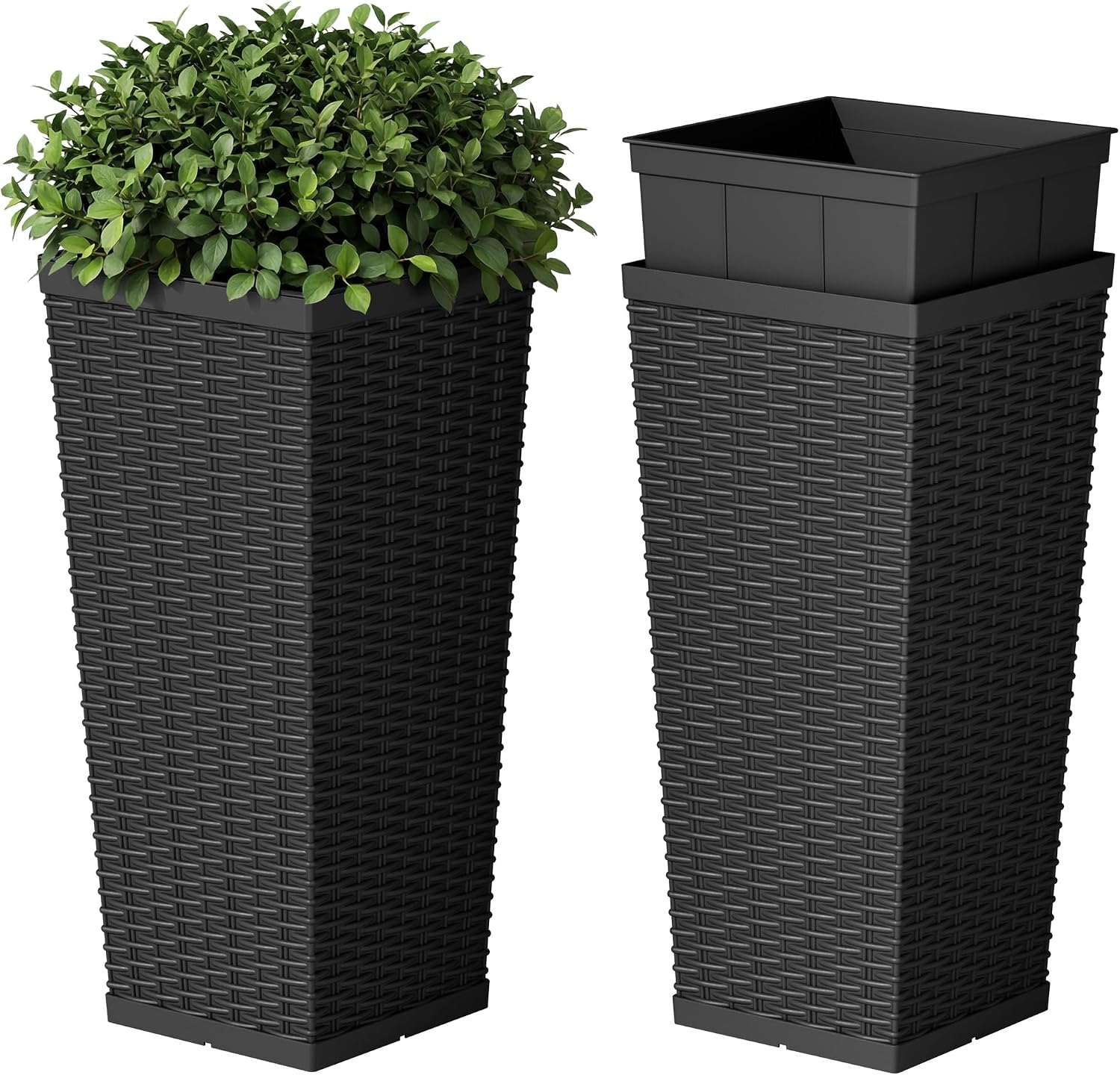 Devoko Tall Resin Outdoor Planters, 24 Inch, Large Taper