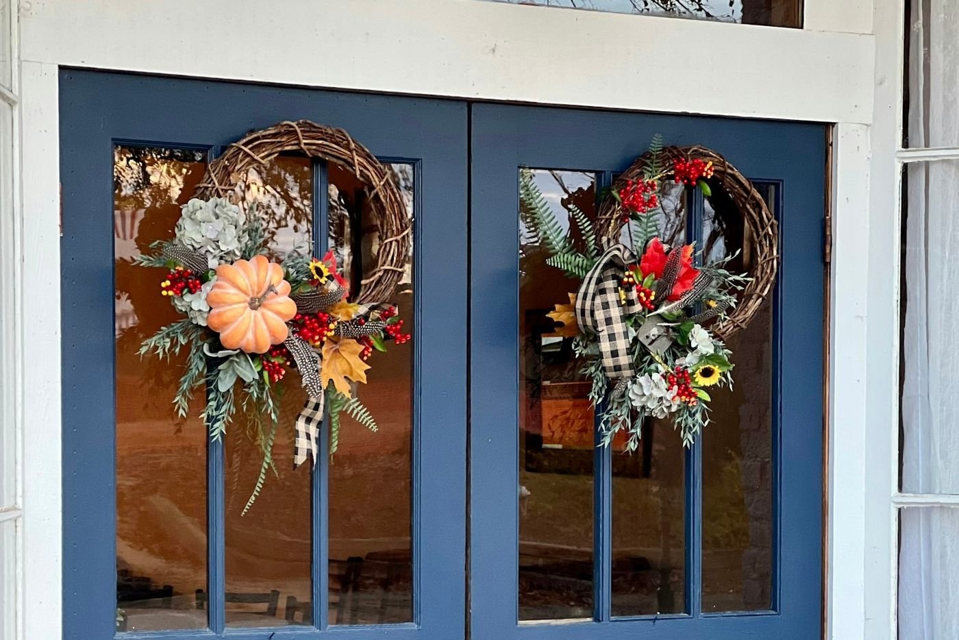 A beautiful fall wreath instantly making a home feel cozy