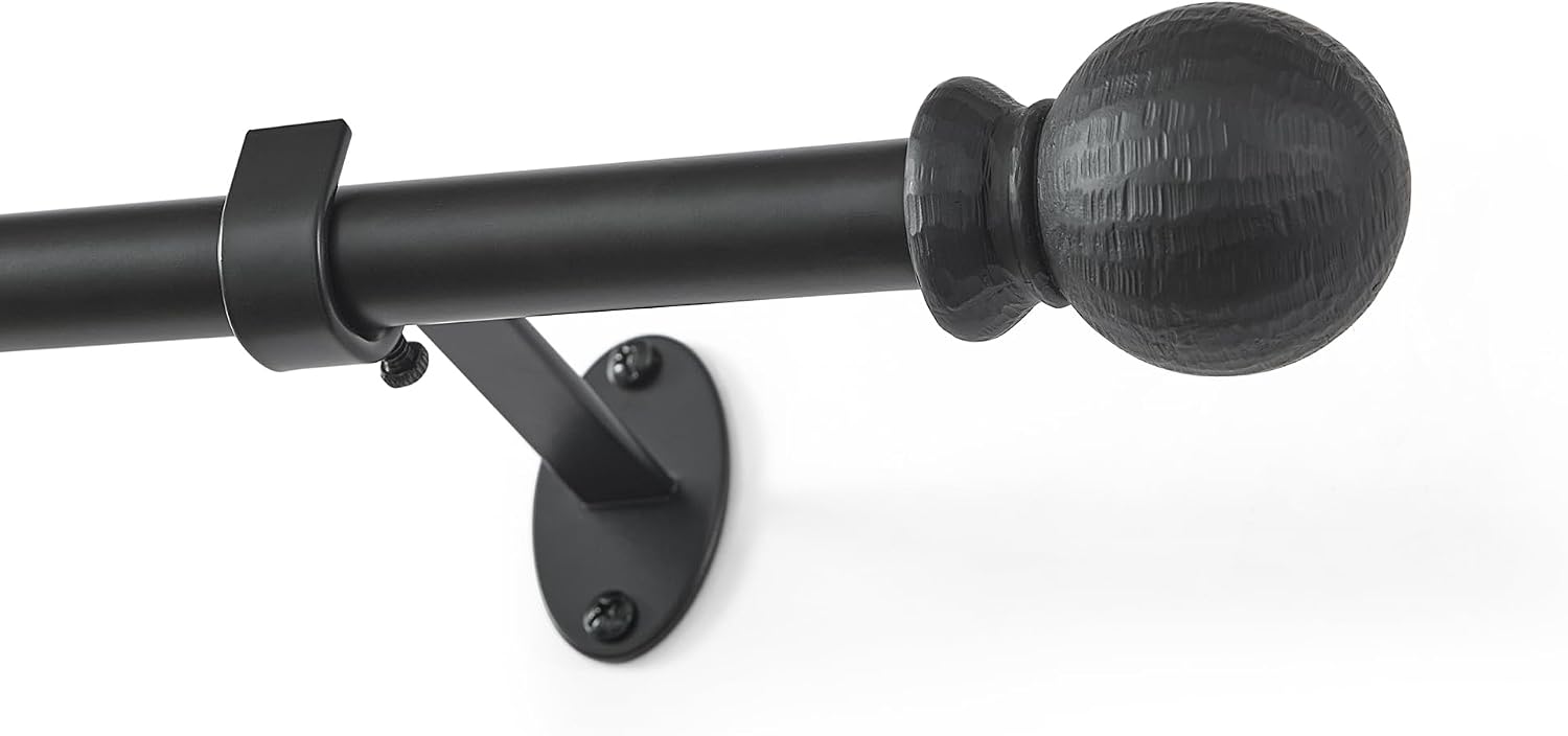Farmhouse Ball Wrought Iron Curtain Rod, 32 to 142 Inch