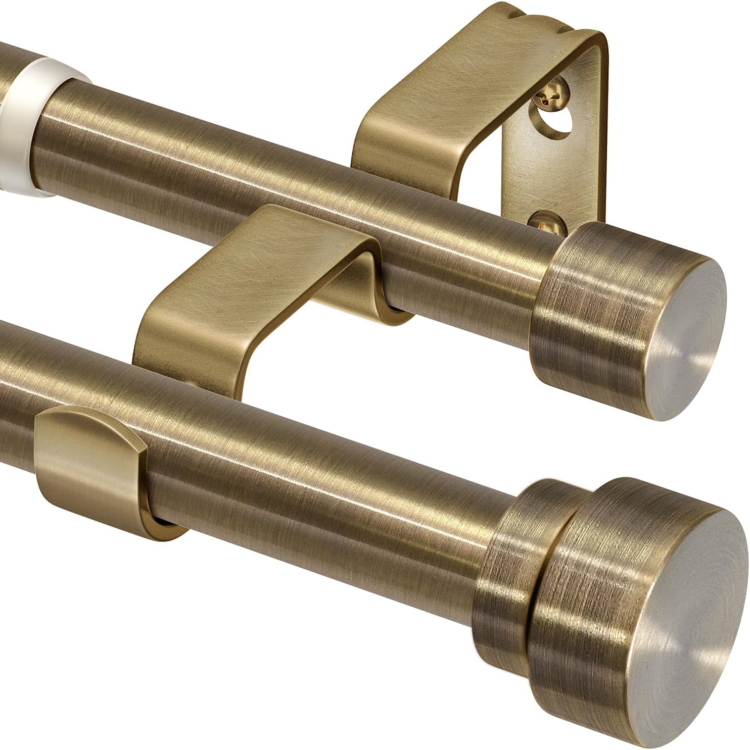 1 Inch Modern Antique Bronze Double Curtain Rods, 72 to 144 Inches