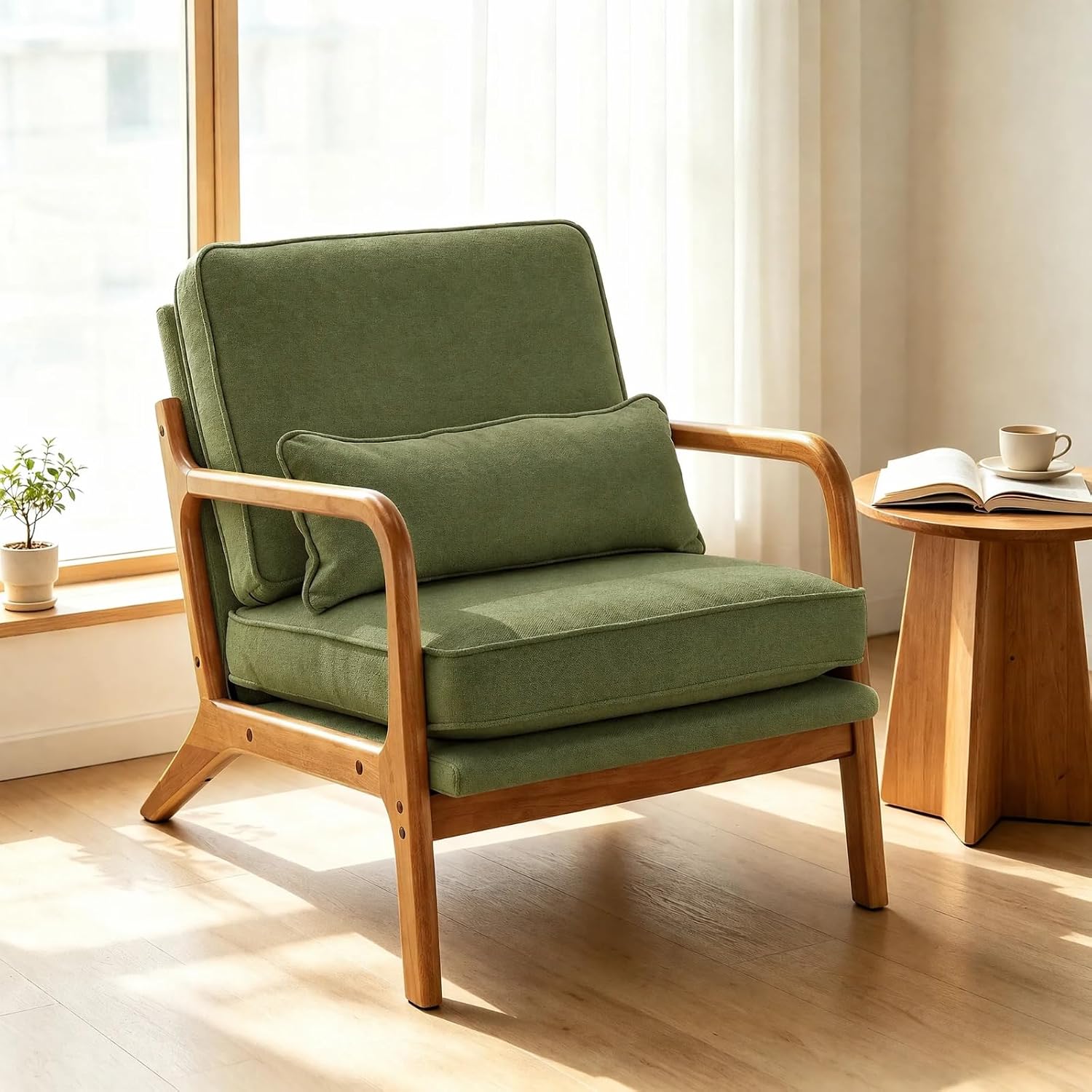 Karl Home Mid-Century Modern Accent Reading Chair, Green