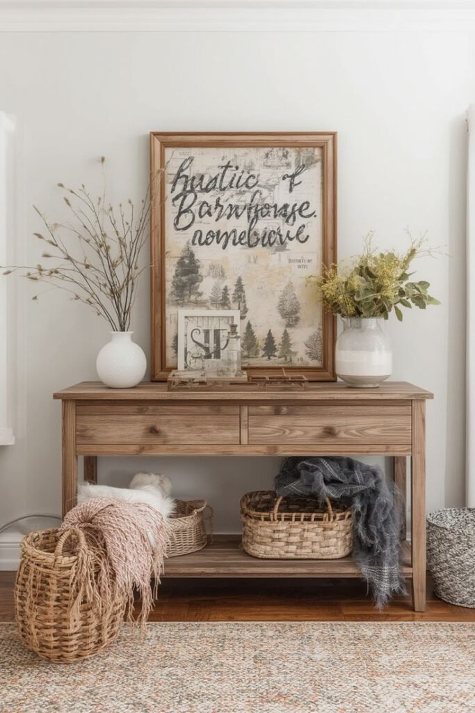 Cozy farmhouse accessories adding personality to a room