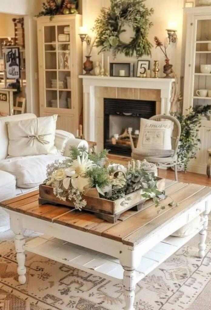 Natural greenery softening a farmhouse living space