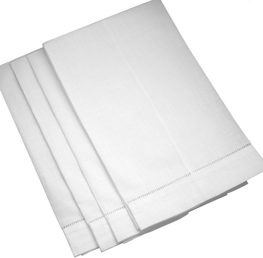 Bumblebee Linens White Linen Tea Towels, 14 x 22 Inch, 4 Pack
