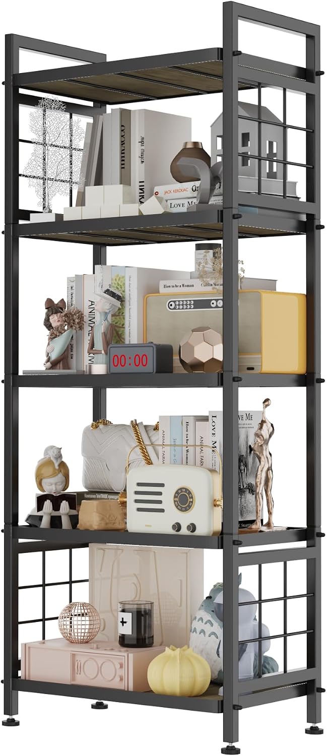 GIOTORENT 5-Tier Pantry Shelves with Wooden Boards, Heavy Duty
