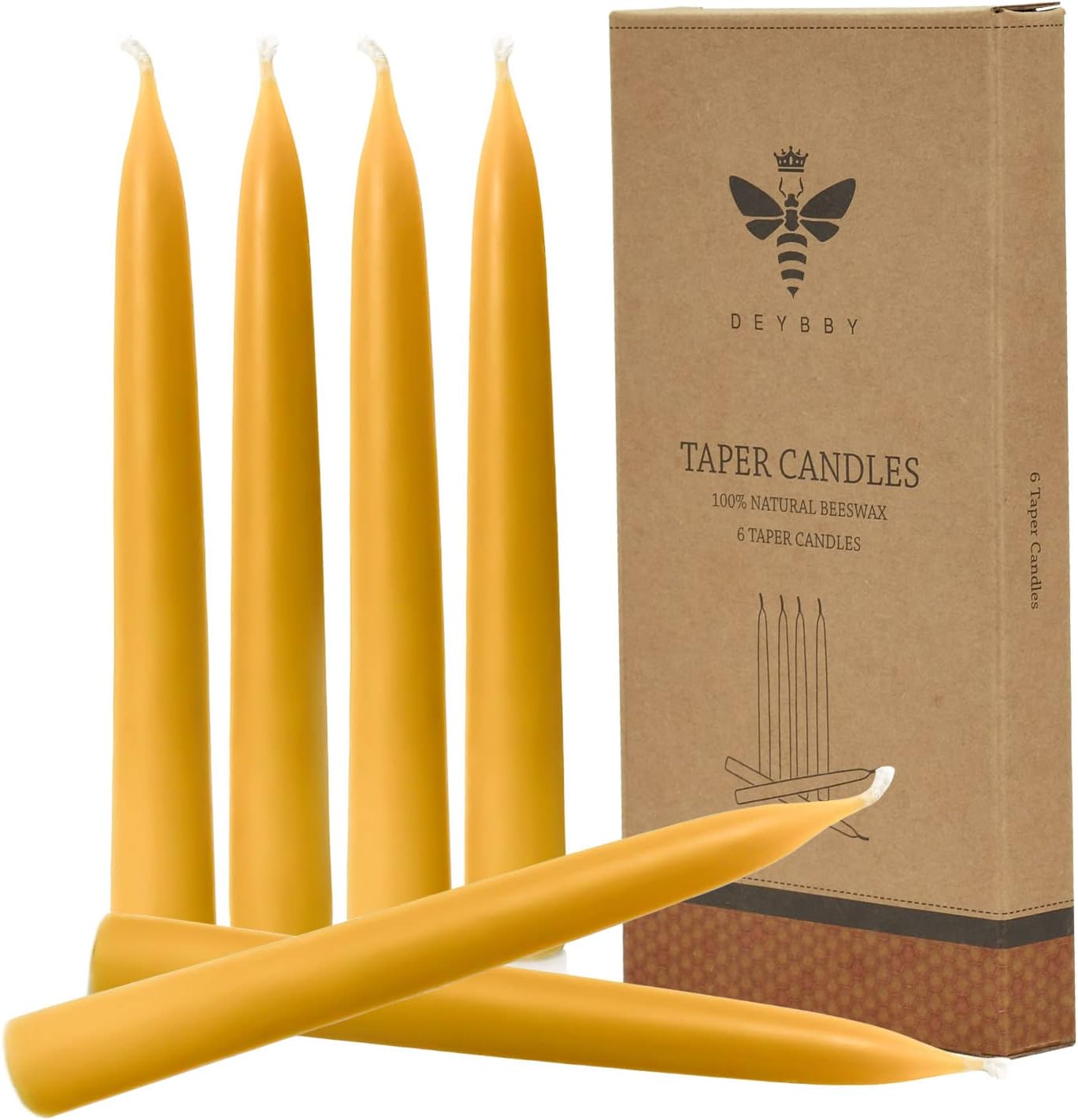 Cream Beeswax Taper Candles, 6-Pack