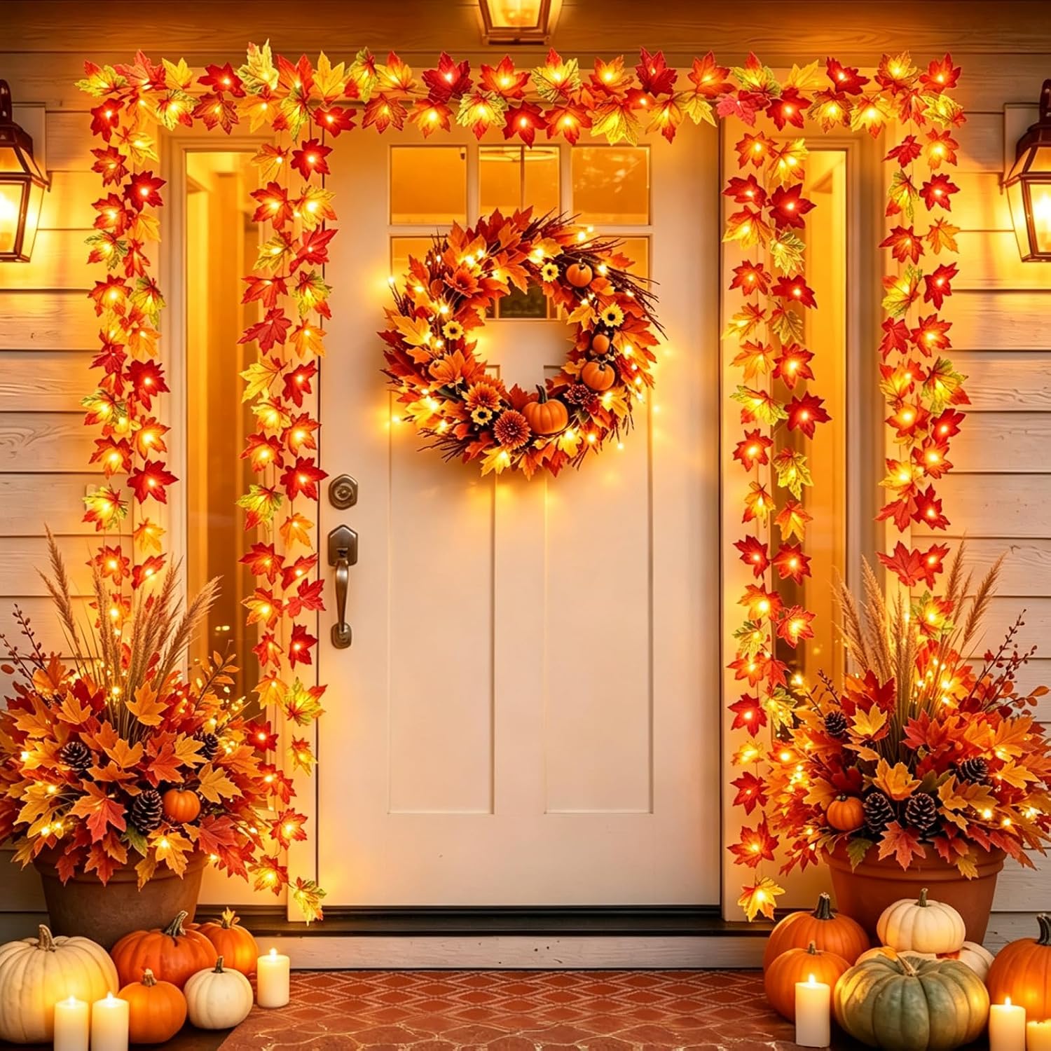 Fall Leaf Garland with LED Lights, 20 ft