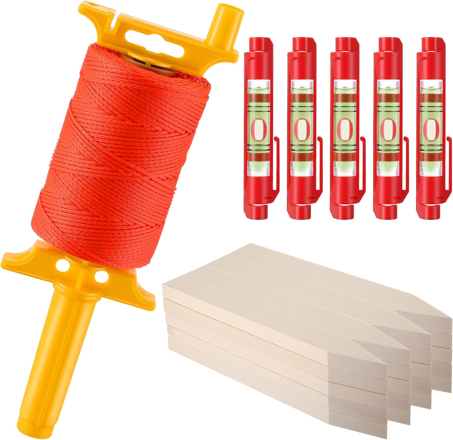 Wooden Garden Stakes, 20 Pcs, 12 Inch, with Mason Line String and Handle