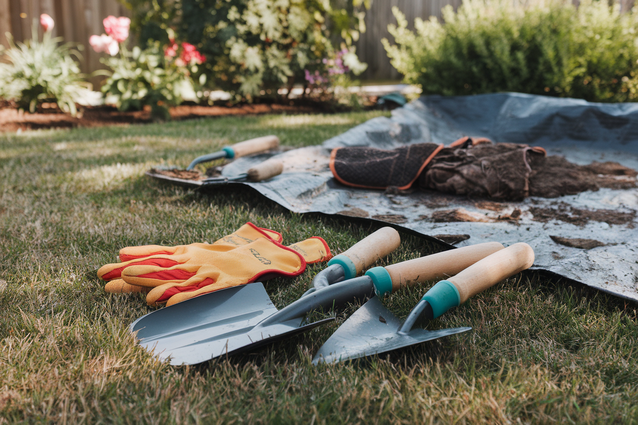 Essential garden tools for creating a flower bed edge