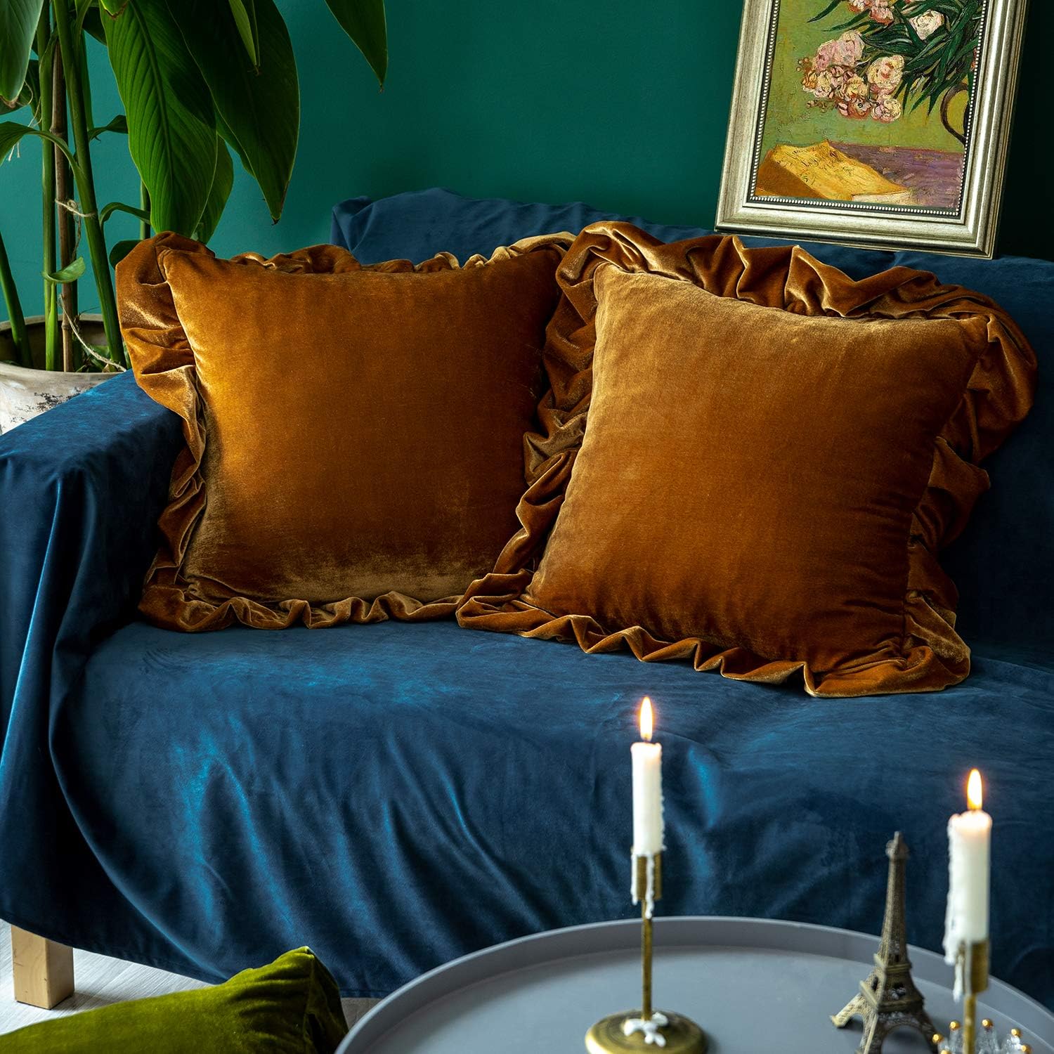 Glory Season Velvet Throw Pillow Cover, Soft Solid Square Cushion Case