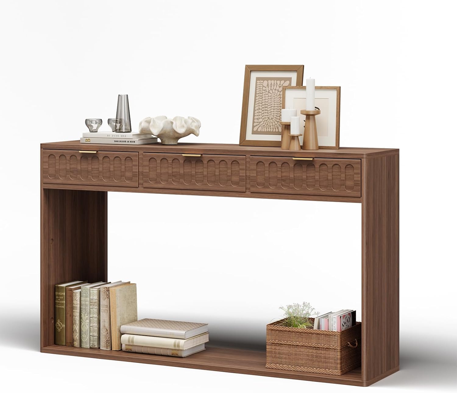 Takywep 51 Inch Farmhouse Entryway Console Table with Drawer, Rustic Narrow