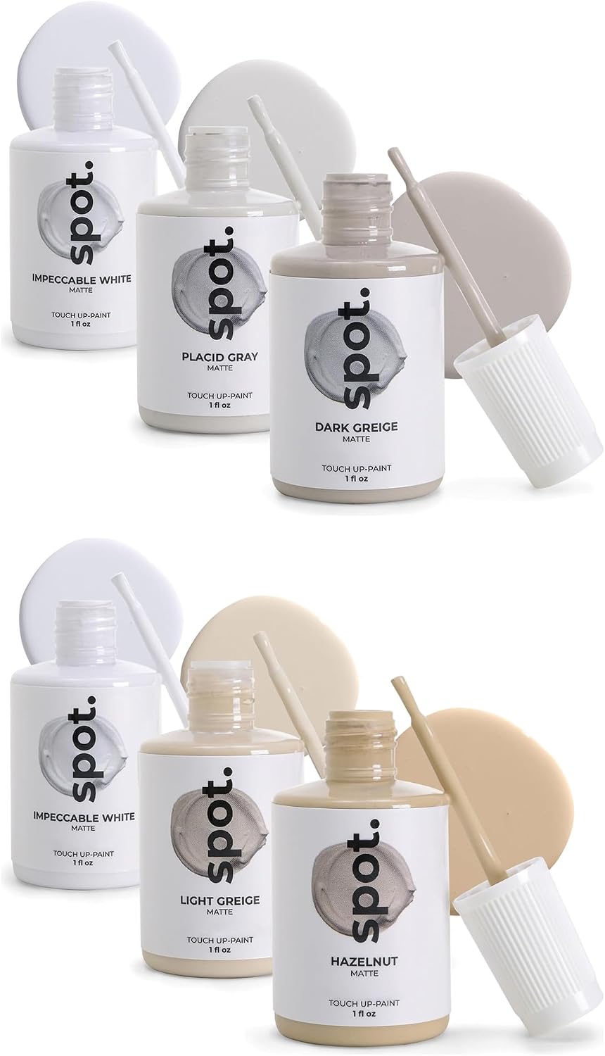spot. Touch-Up Paint Bundle, Matte Gray and Beige, 6 Brush-Tip Bottles