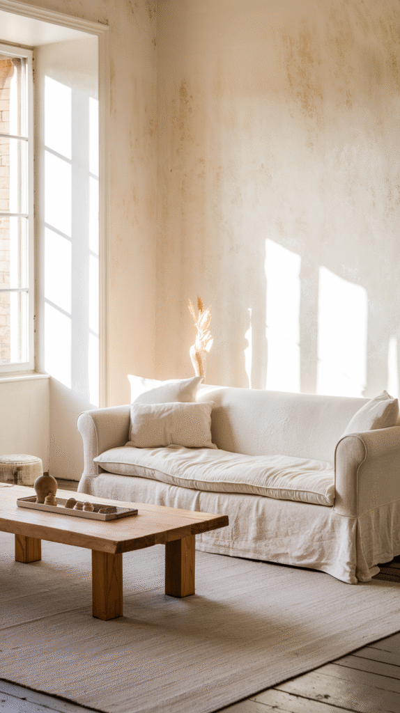 Soft neutral color palette forming the base of a French farmhouse room