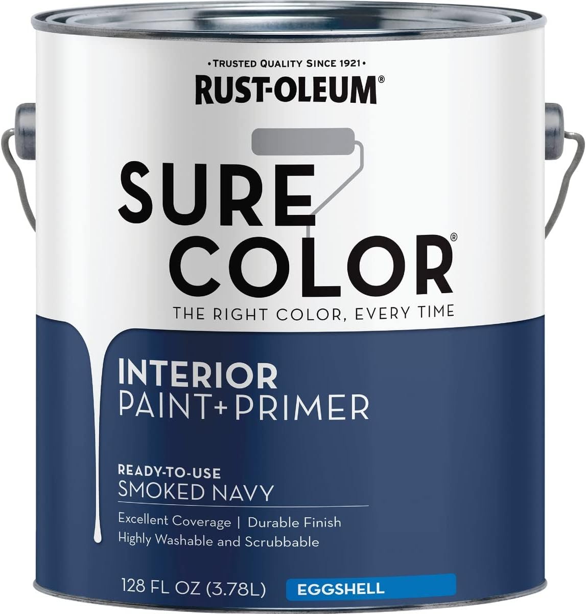 Rust-Oleum Simply Home Interior Wall Paint, Eggshell, Smoked Navy, 1 Gallon