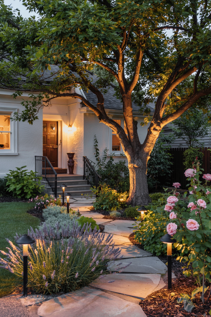 Landscape lighting extending the yard's appeal into the evening