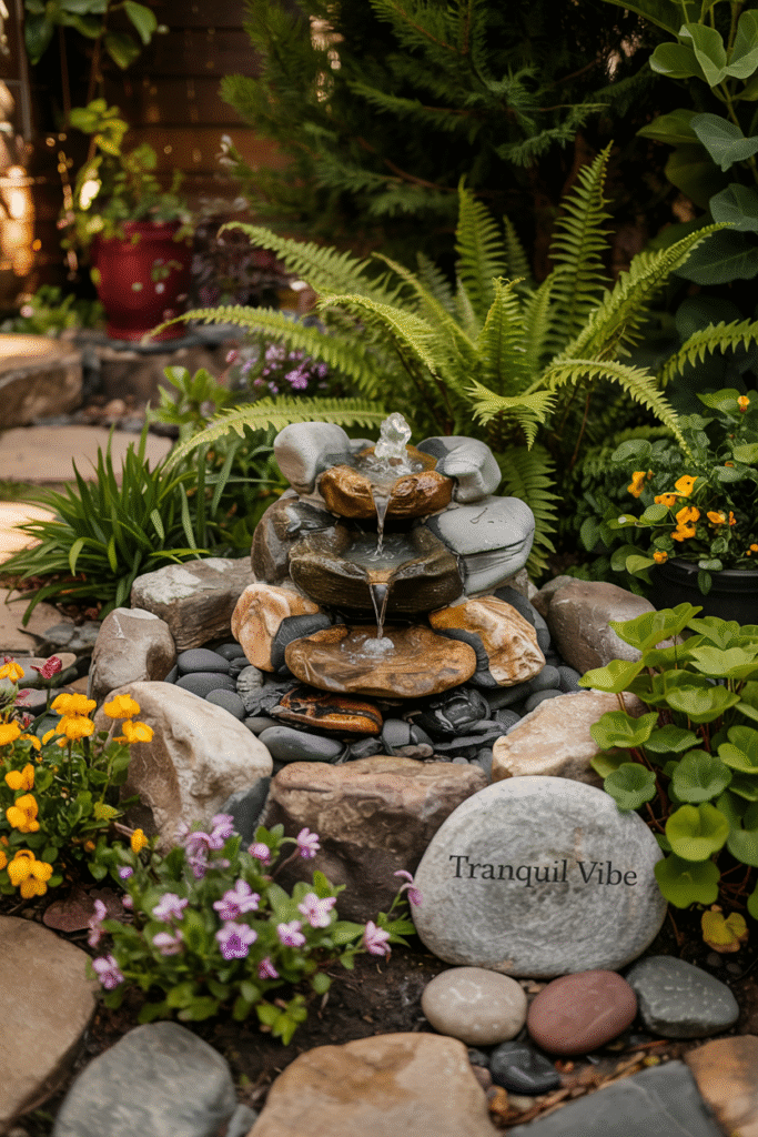 Water feature adding movement and sound to the landscape