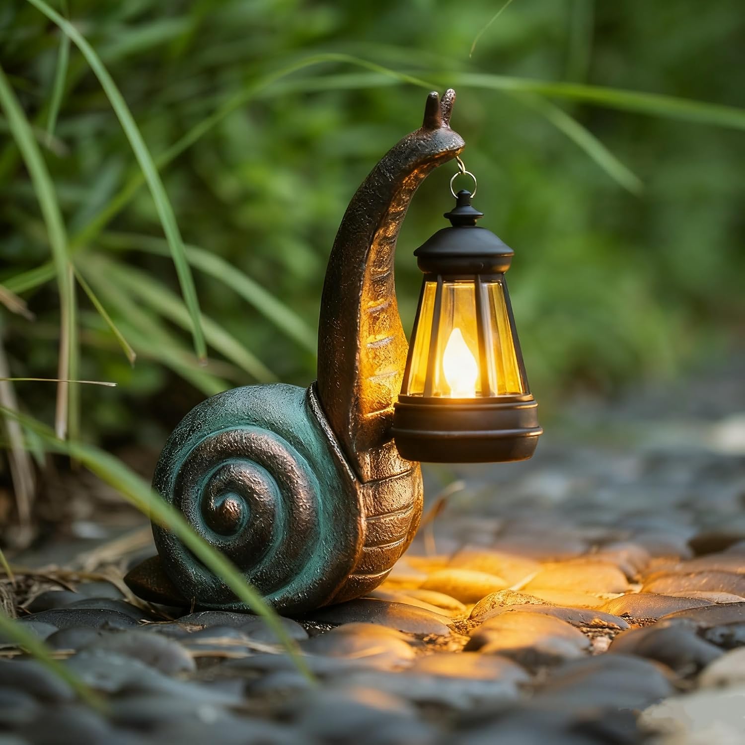 Solar Garden Snail Statue, Lawn Decor for Patio, Balcony and Yard
