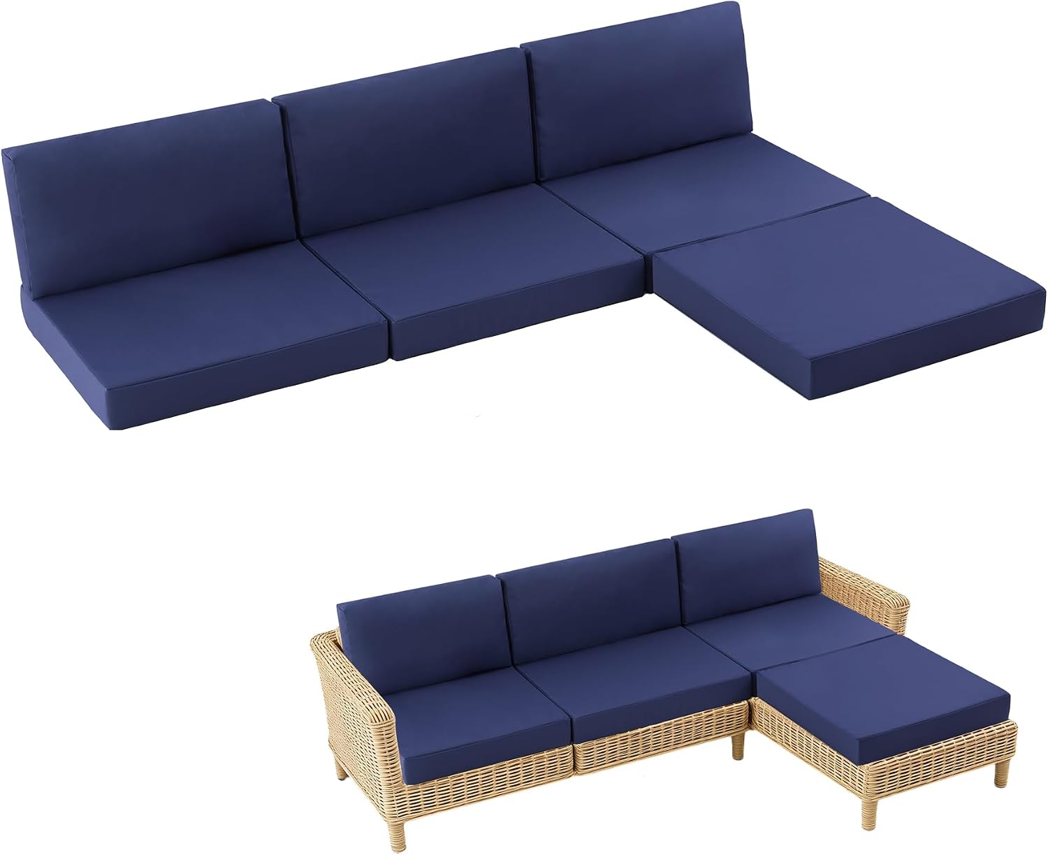 7-Piece Replacement Outdoor Cushions Set for 4-Seat Patio Furniture