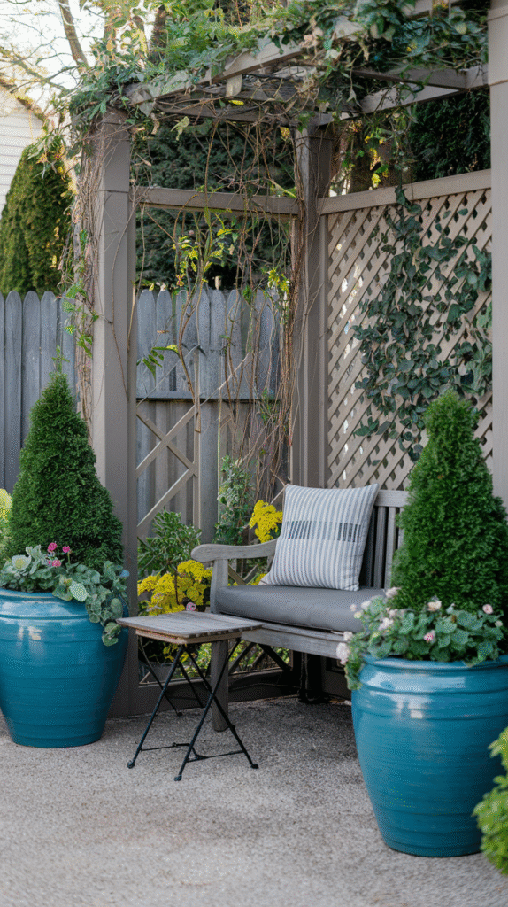 Front yard sitting area with gentle, welcoming privacy