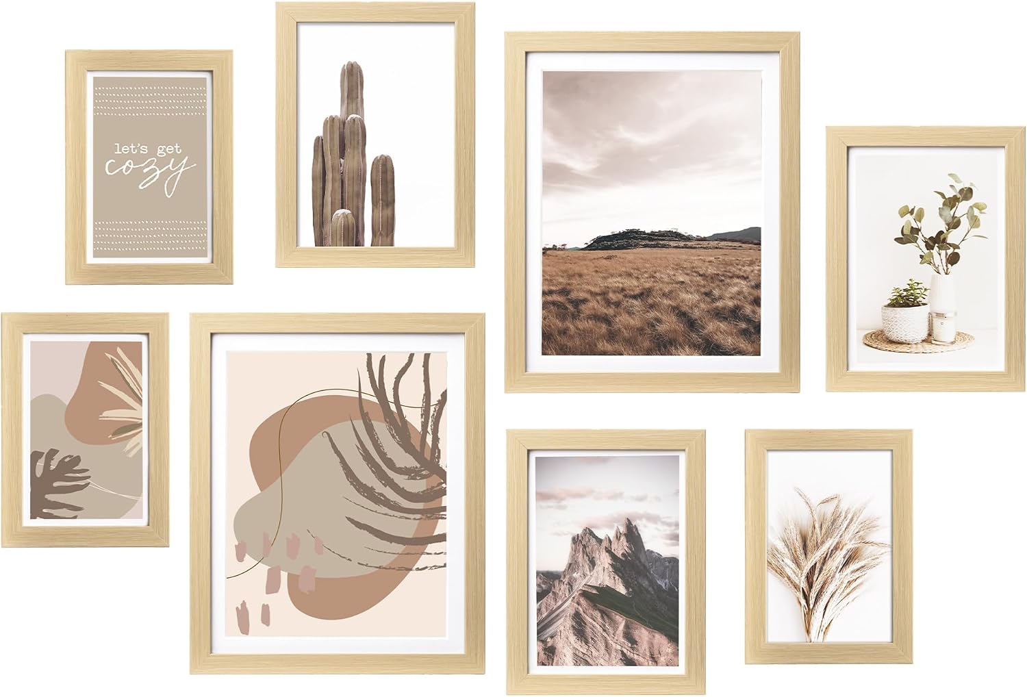 ArtbyHannah Gallery Wall Frame Set, 8 Pack, Neutral Beige, Small