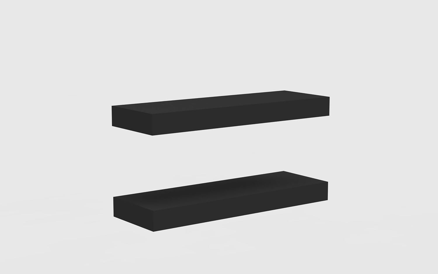 Black Wood Floating Shelves, 16.5 Inch, Set of 2
