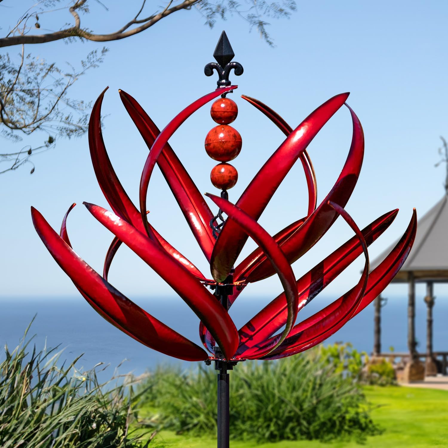 LimeHill Large Metal Wind Spinner for Garden and Yard, Kinetic Sculpture