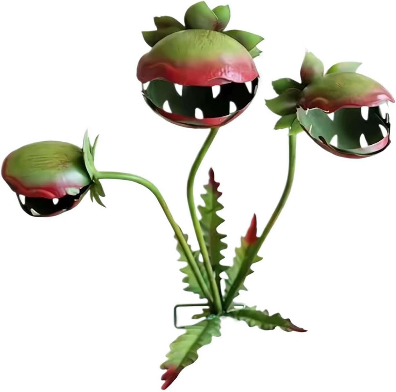 Whimsical Metal Venus Flytrap Garden Stake, 25 Inch Yard Art Sculpture