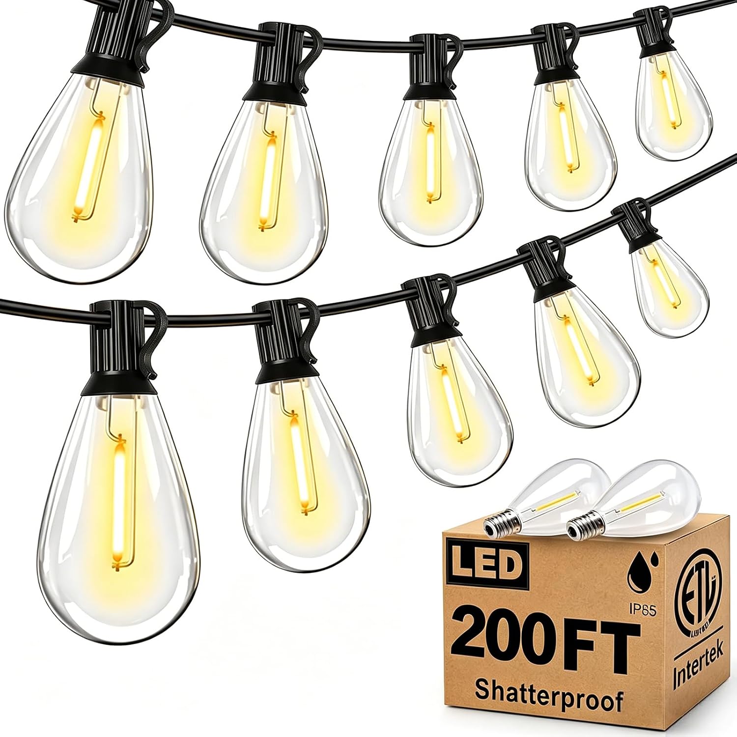 Tenmiro 200FT Outdoor String Lights, Ultra Long LED Patio Lights with Shatterproof High