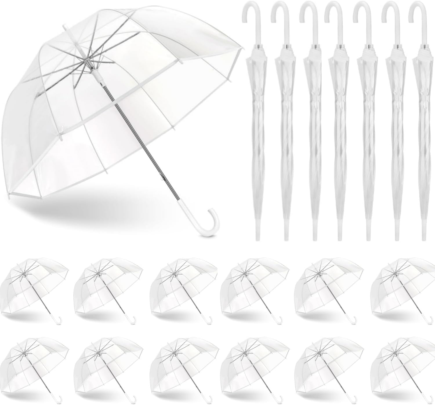 Clear Bubble Wedding Umbrellas, 47 Inch Dome, Rainproof, Bulk Set