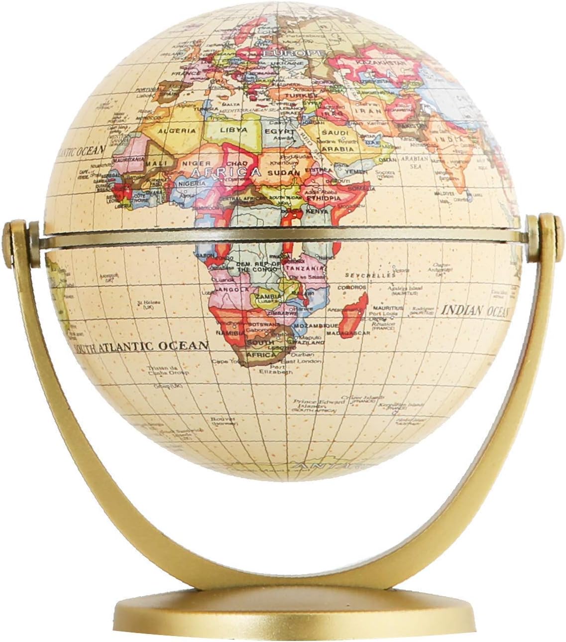 Annova Mini Antique Globe, 4 Inch, Swivels in All Directions
