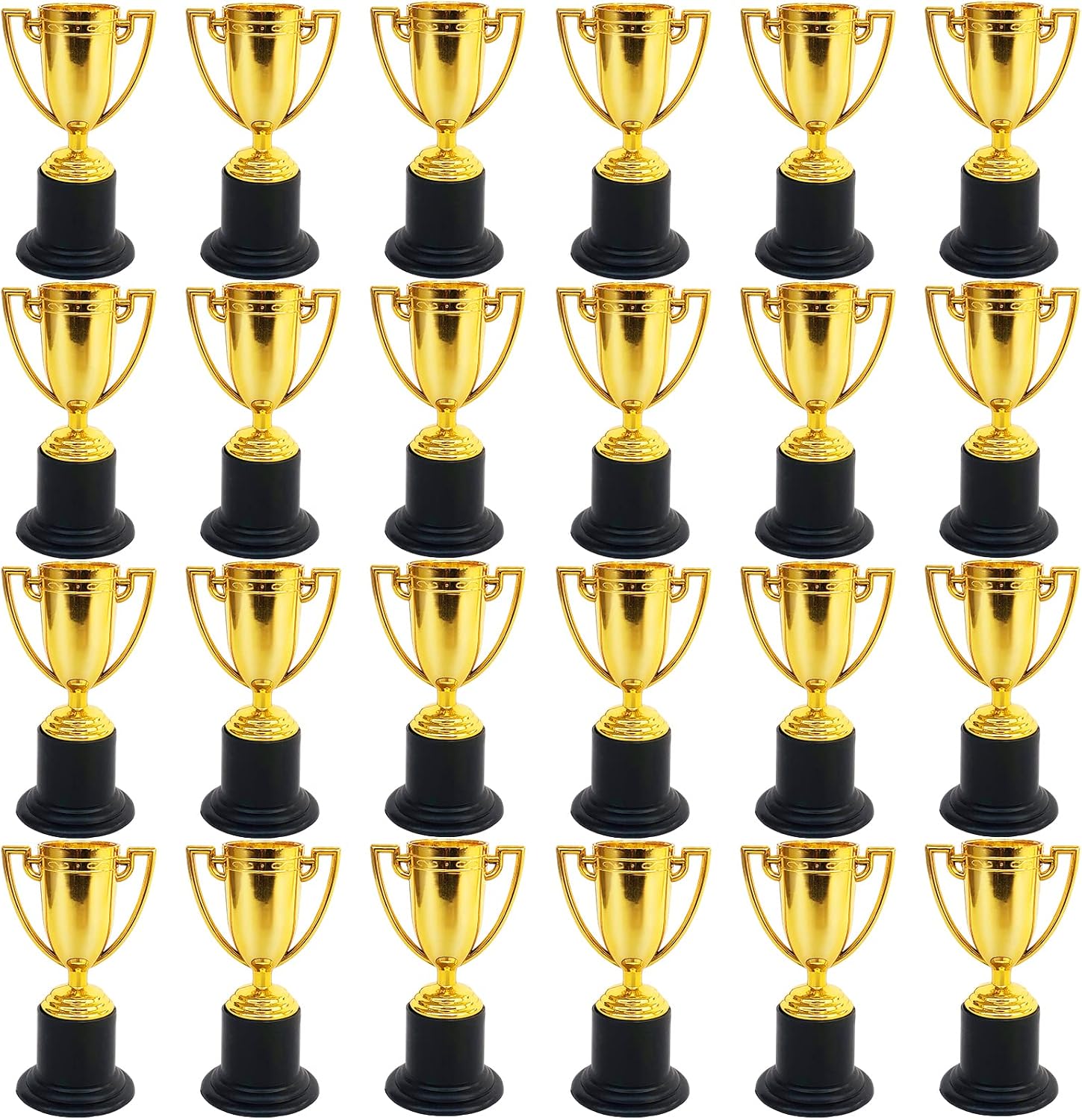 Mini Gold Trophies, 24 Pack, Plastic Award Cups for Kids