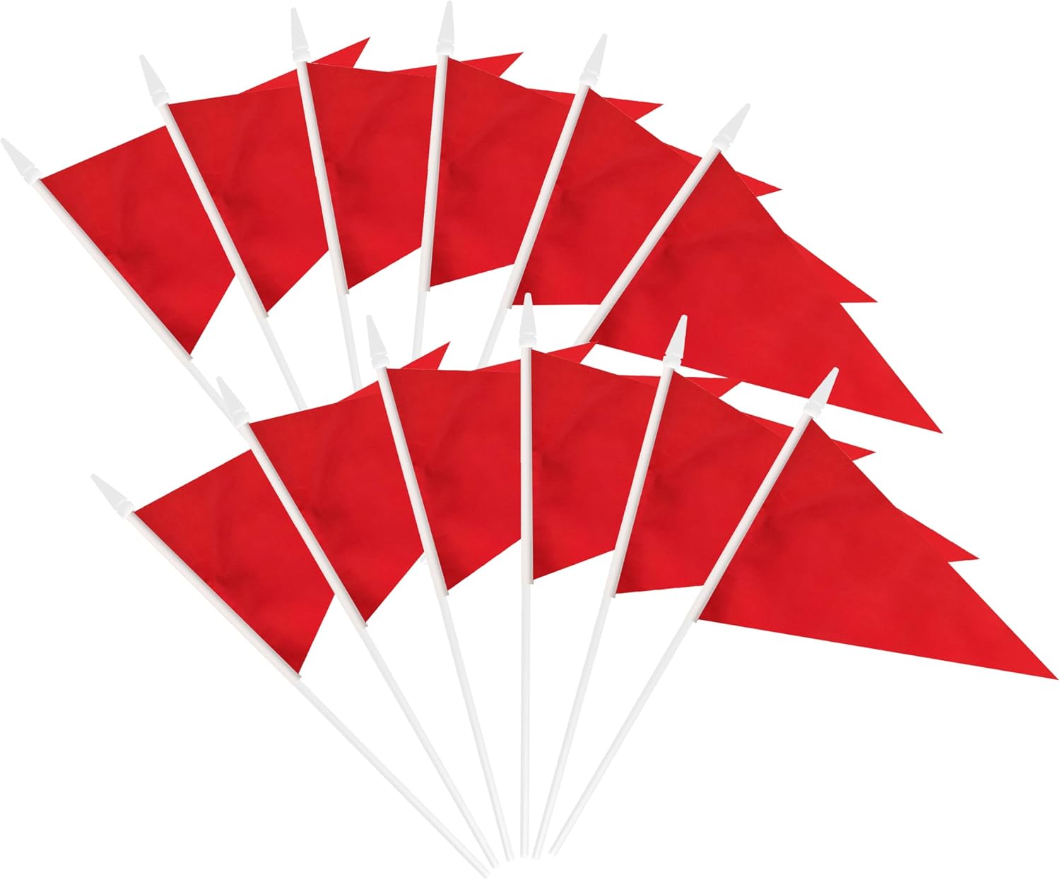 Red Pennant Flags on Sticks, 12 Pack, Small Mini Hand Held