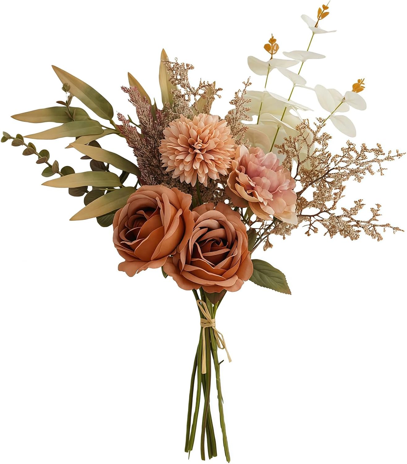 Artificial Silk Flowers Bouquet, Realistic Faux Centerpiece