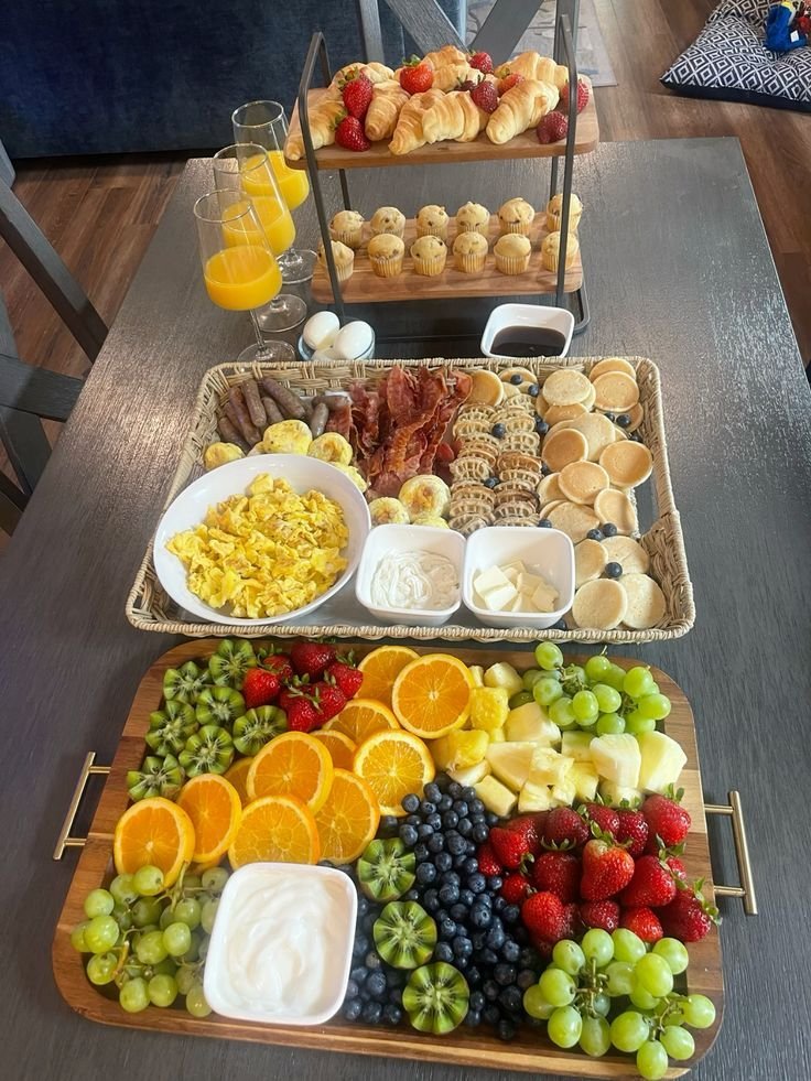 Styled breakfast grazing bar with fresh ingredients