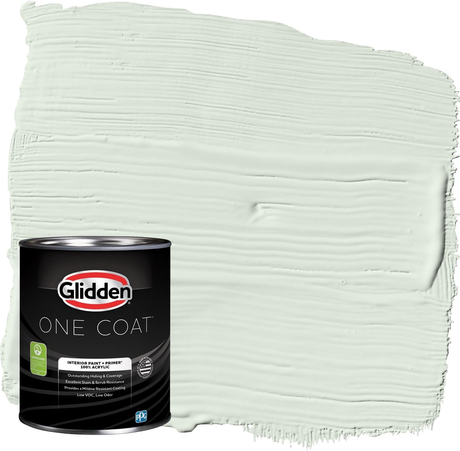 Glidden Interior Paint and Primer, Green Mint Wafer, One Coat, Eggshell, 1 Quart