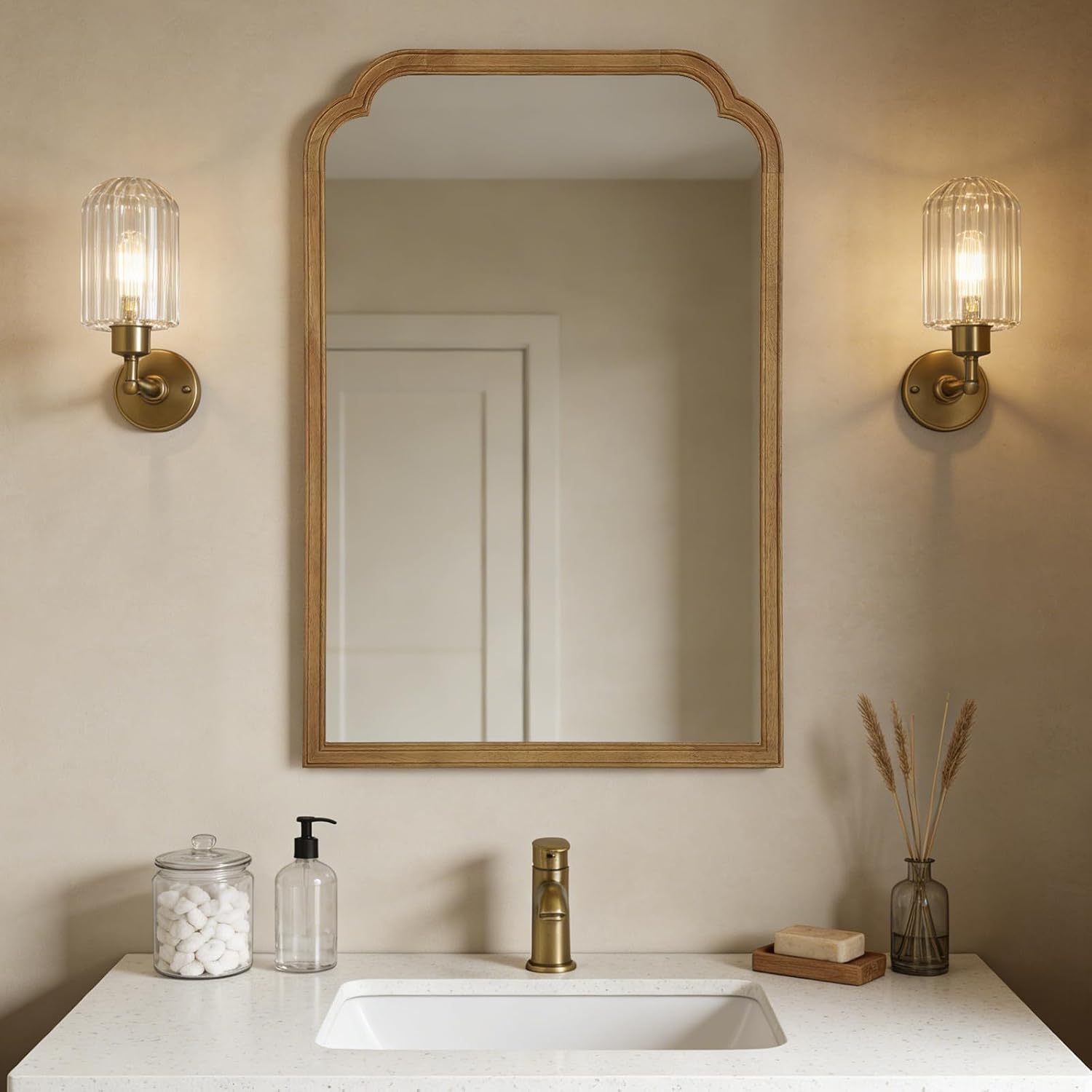 WallBeyond Natural Wood Wall Mirror, 24 x 36 Inch, Rustic Wood Frame