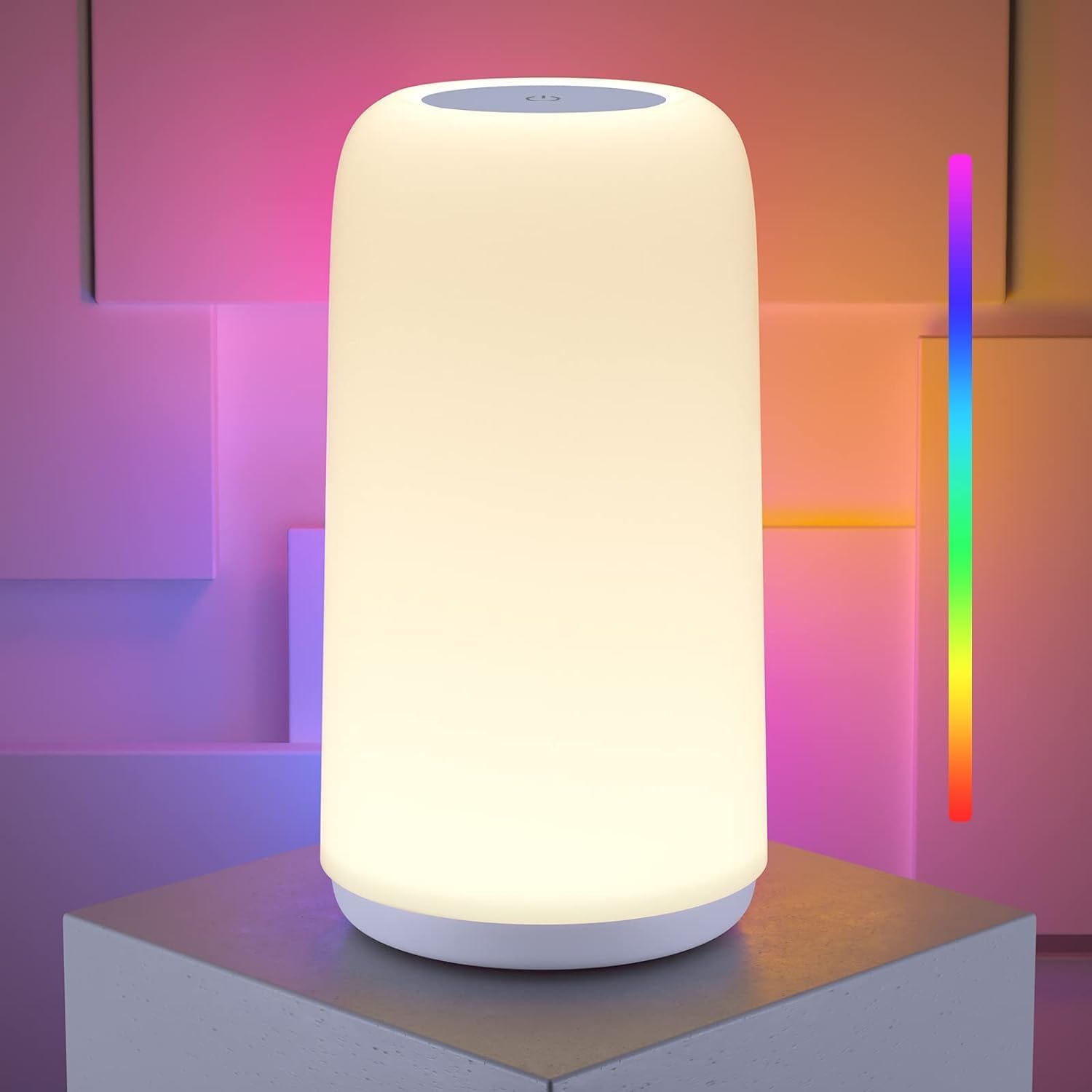 Touch Bedside Table LED Lamp, Sleek Design, RGB Mode, Dimmable Warm White
