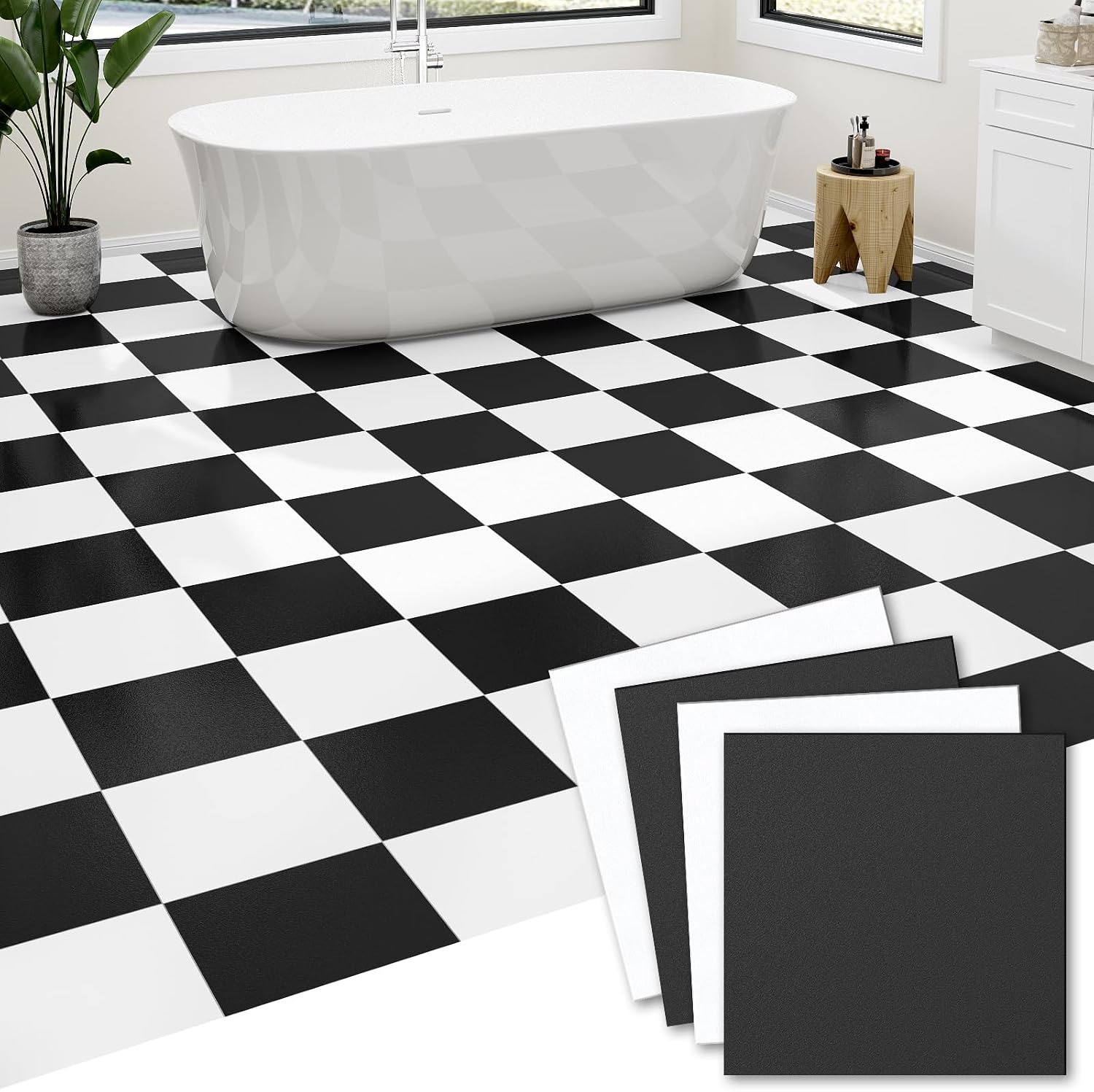 Peel and Stick Floor Tiles, 30 Pack, 30 Sq Ft, Vinyl, Matte Pattern