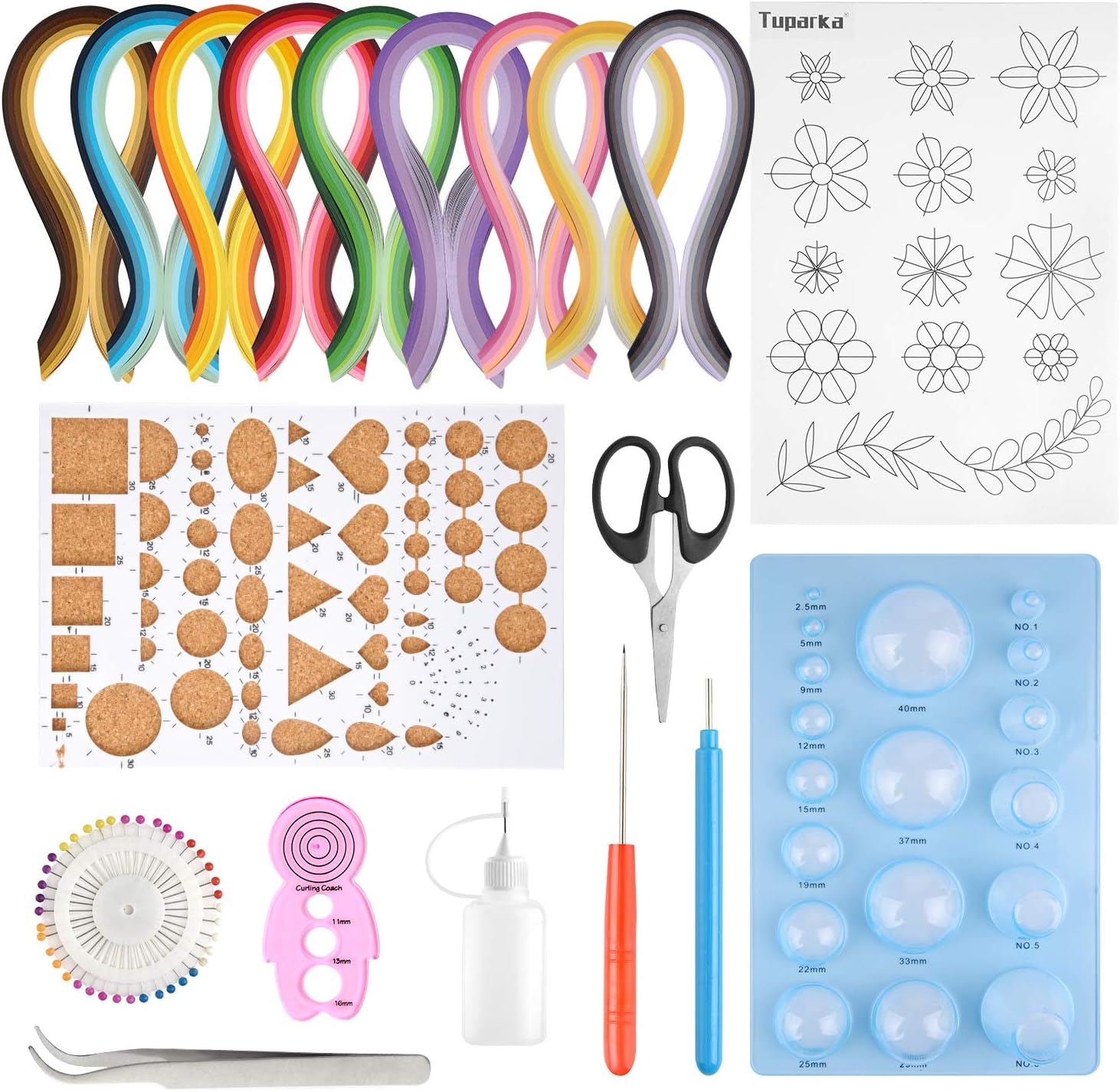 TUPARKA Paper Quilling Kit, 19 Pcs, 45 Colors, 900 Strips