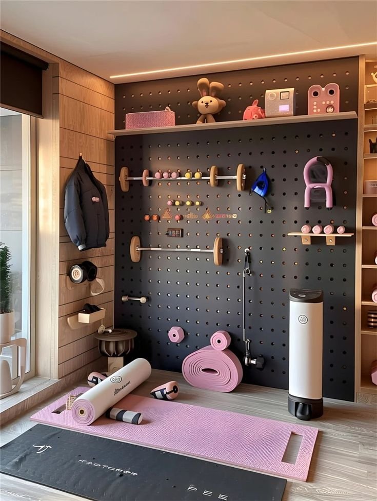 Family-friendly home gym transformation with equipment suited to multiple age groups