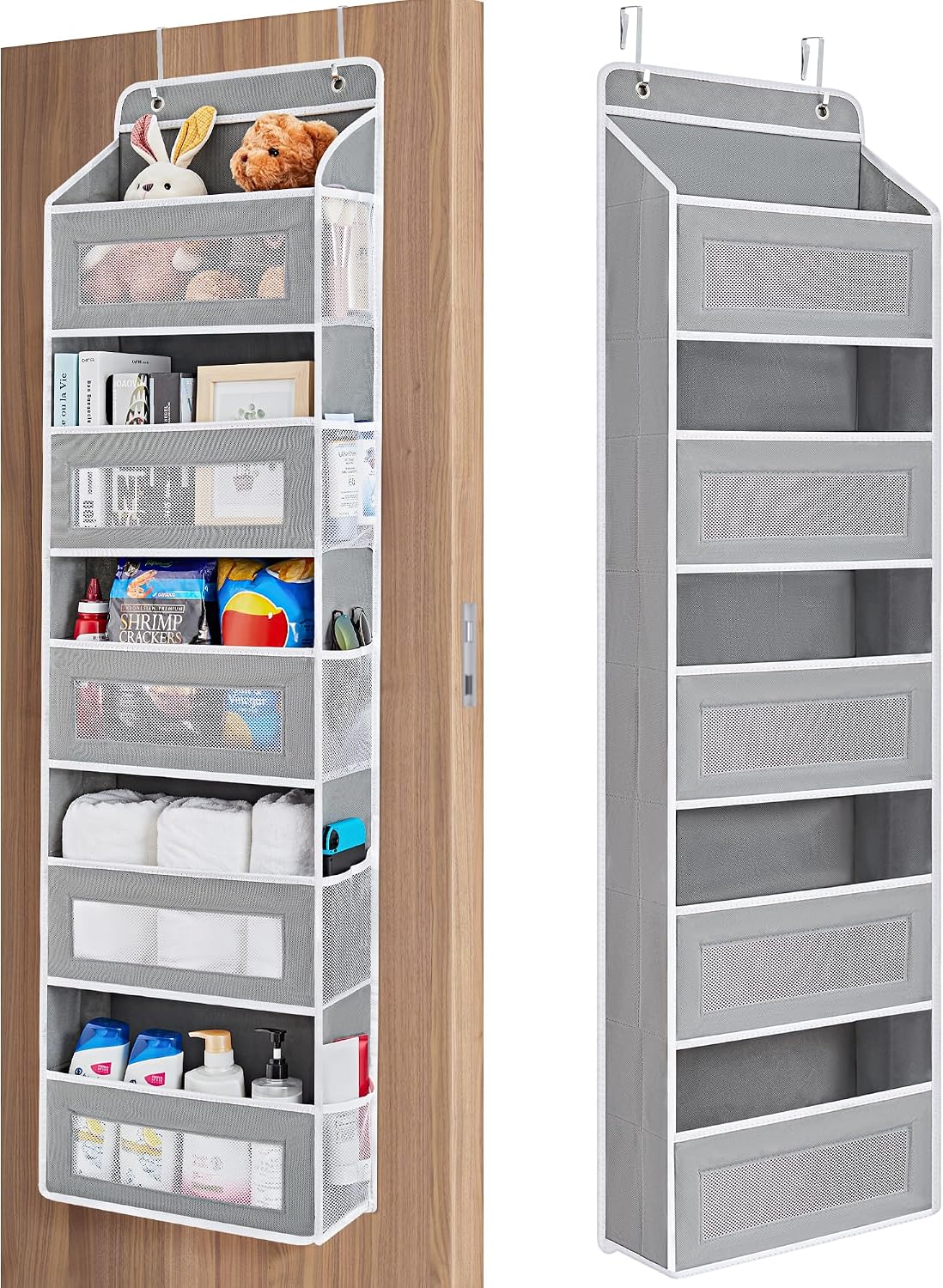 JARLINK Over the Door Organizer, 5 Shelf, Grey, for Bedroom, Pantry and Bathroom
