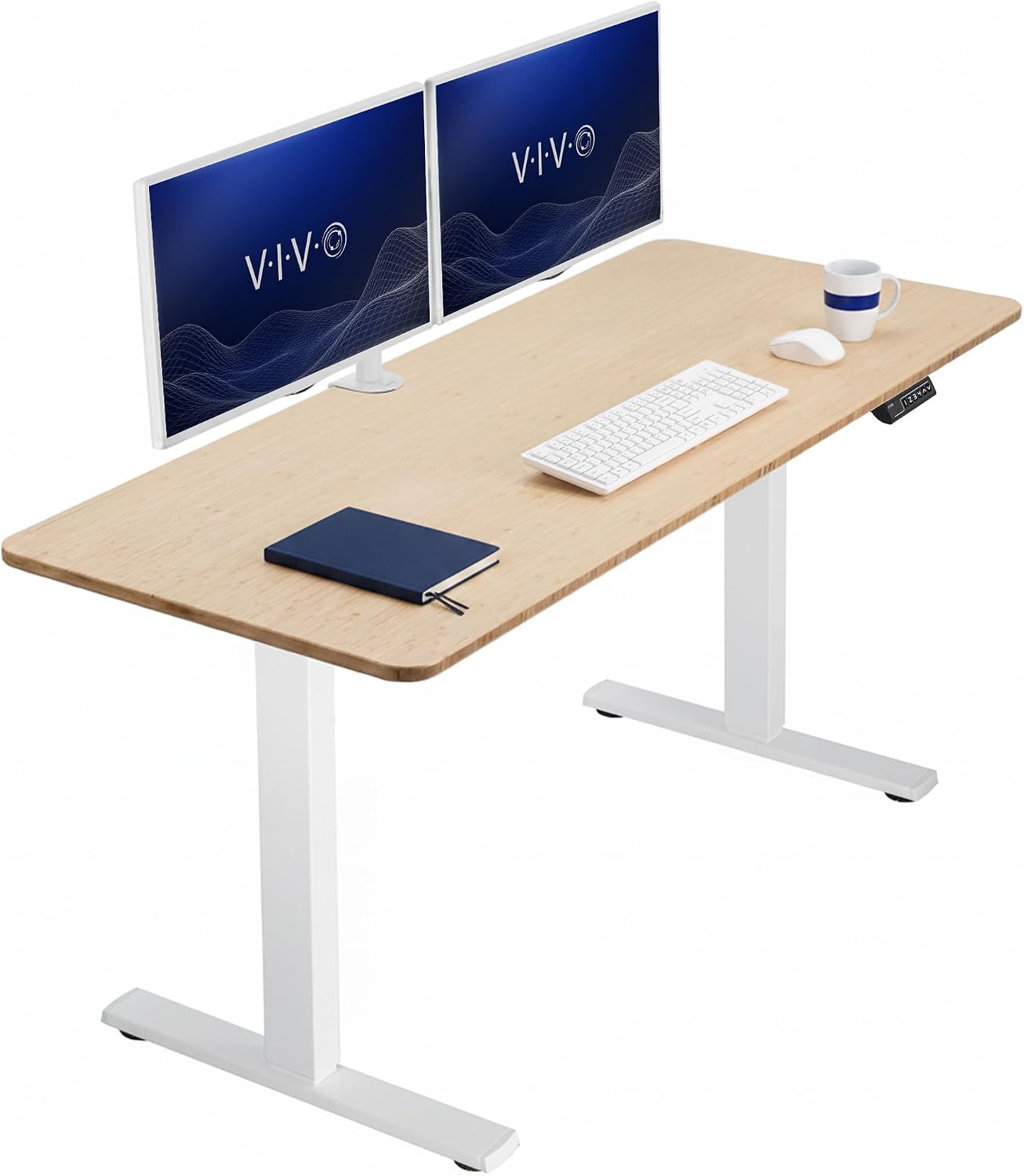 VIVO Electric Standing Desk, 60 x 24 Inch, Real Bamboo Top