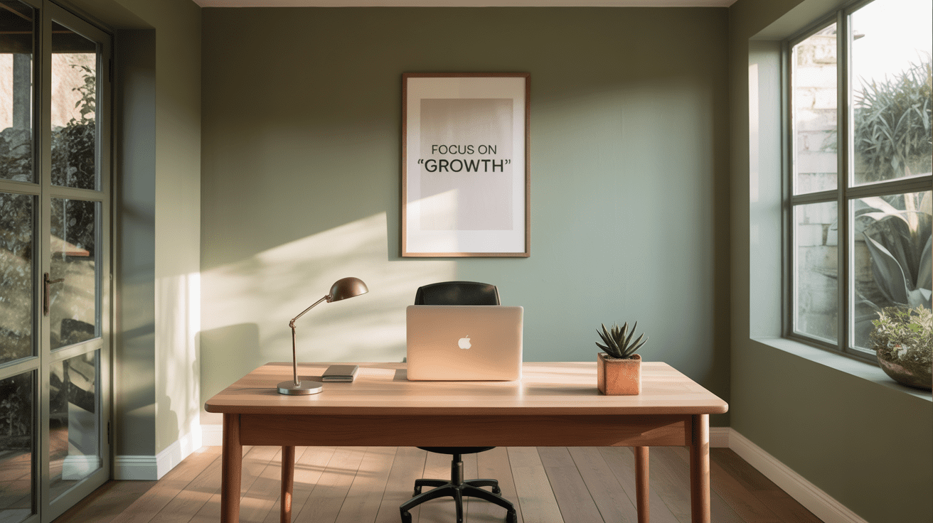 Thoughtfully chosen home office colors creating a productive space