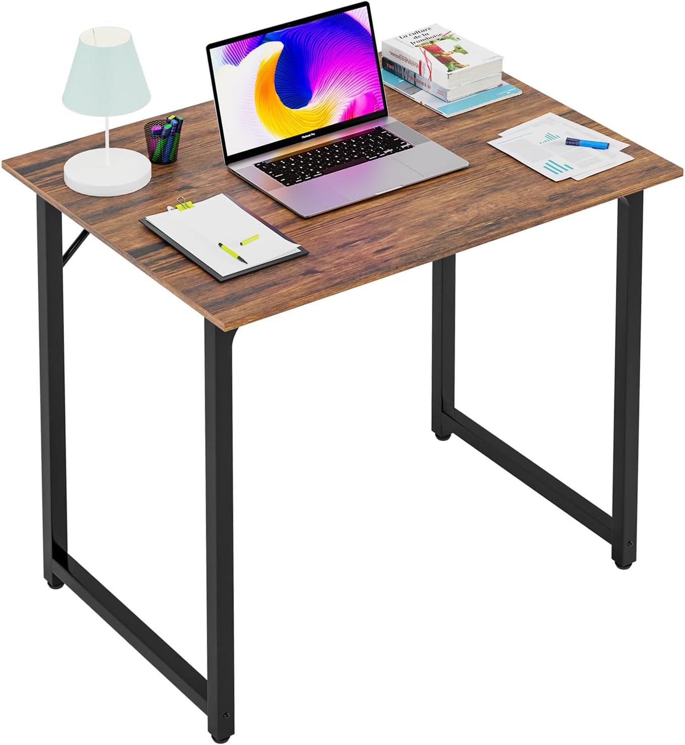 PayLessHere 32 Inch Computer Desk, Brown, Sturdy Office Desk